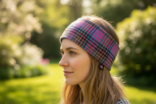 Harris tweed kaleidoscope houndstooth headband