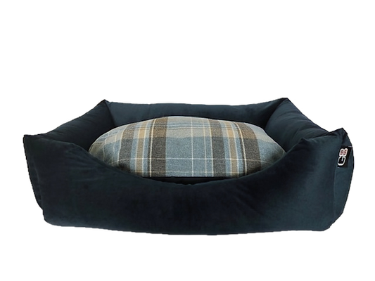 Velour Dog Sofa settee bed Navy check