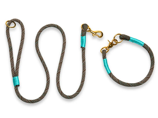 Touch of turquoise rope collar and lead