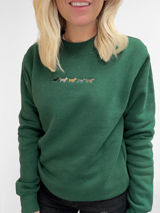 Dachshund Embroidered Signature Sweatshirt – Forest Green