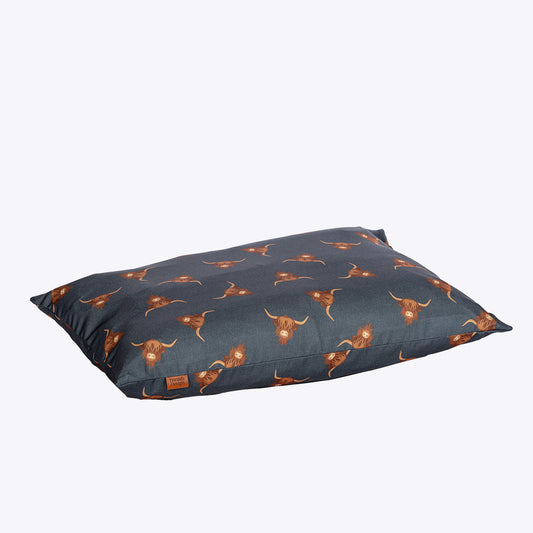Highland Cow Dog Bed | Luxury Deep Duvet | Washable Dog Bed
