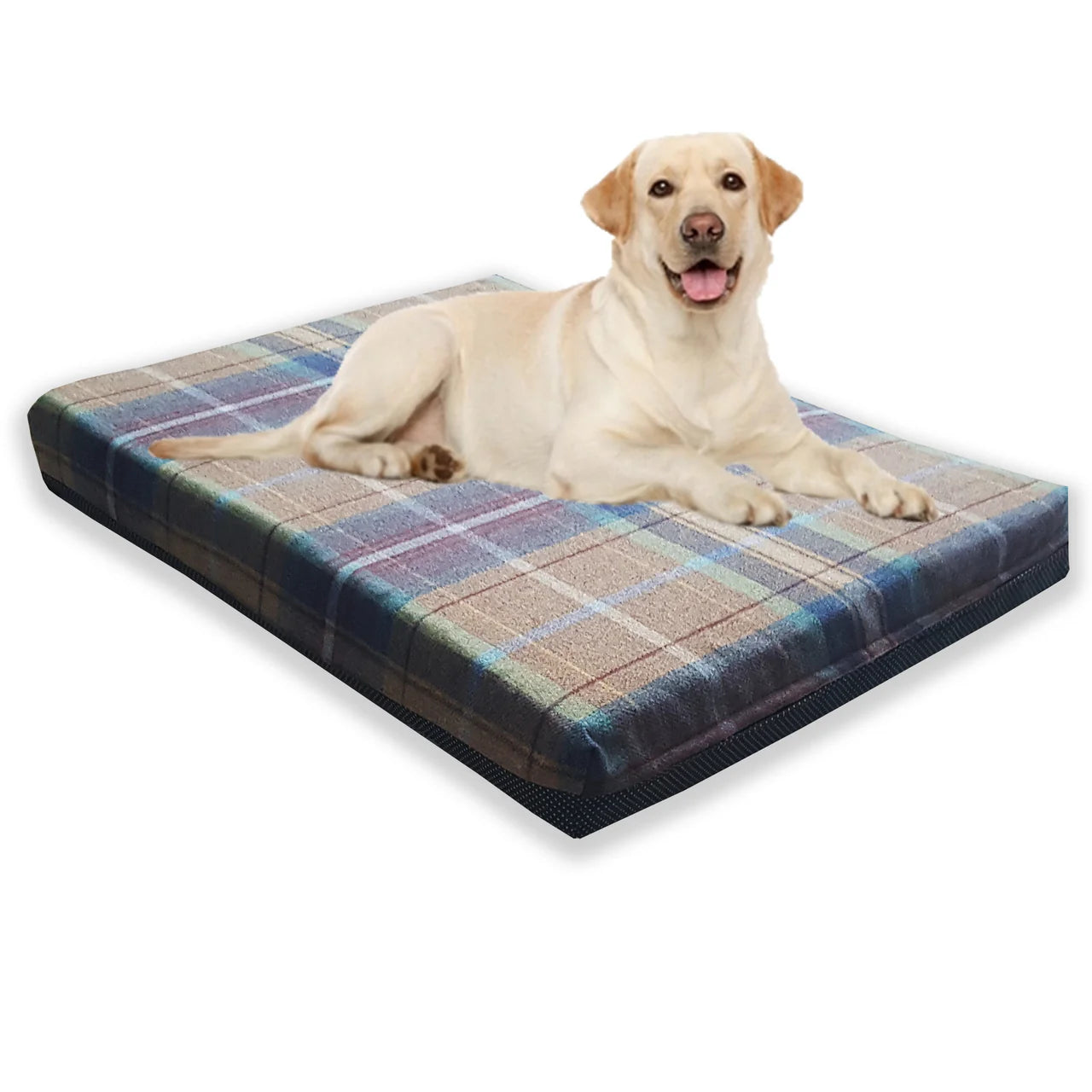 Bedlington Check deep foam mattress dog bed