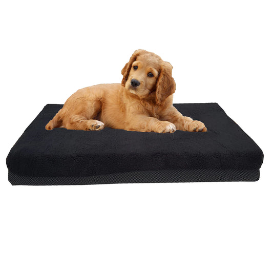 XL/Giant Breed Dog Bed Mattress – Orthopedic Joint Support, Waterproof Cover & Non-Slip Base Black