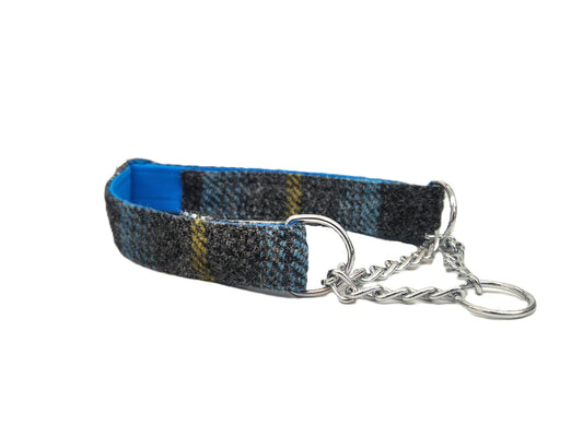 Blue Grey Check Marchingdale Half Choke Collar