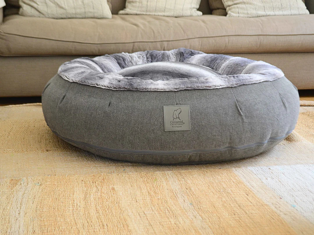 Grey donut bed reversable