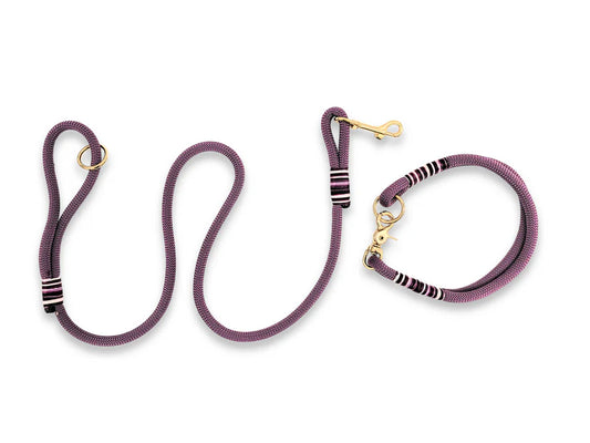 Mauve rope collar and lead