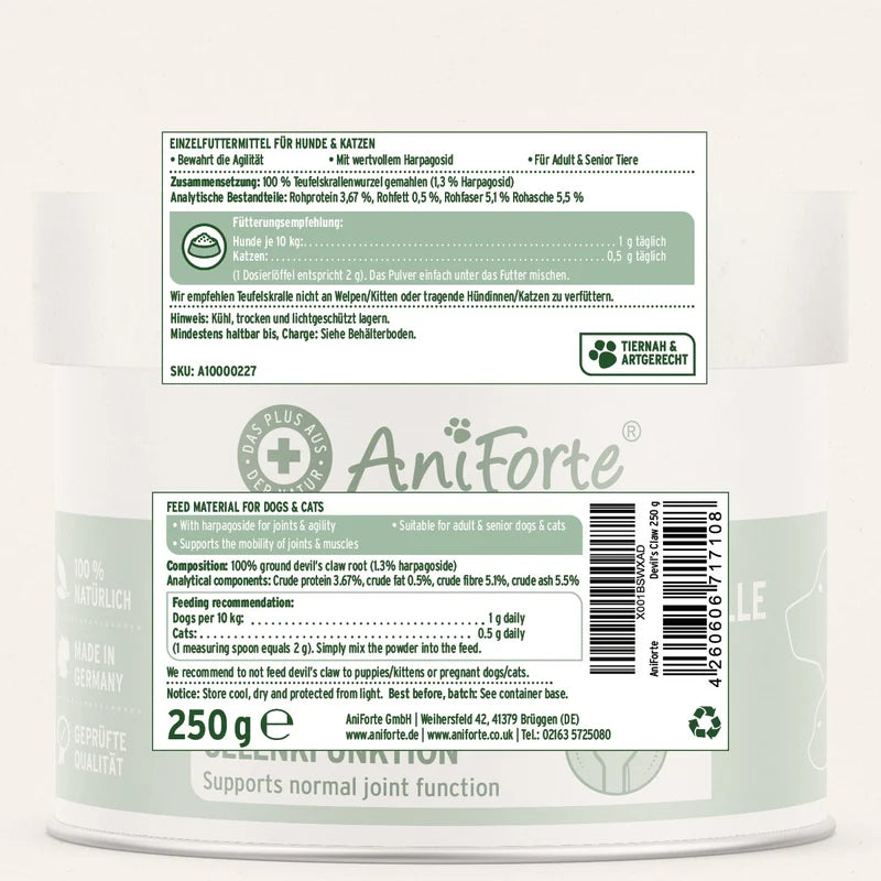AniForte Devil's Claw Root | Dog & Cat Joint Supplement 250g and 500g tubs