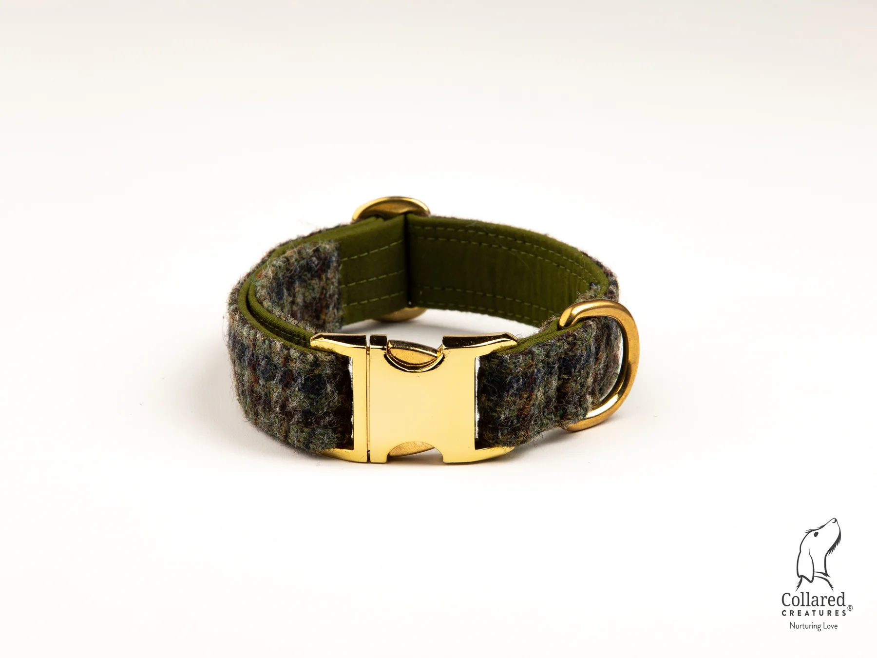 Auntumnal Houndstooth Harris Tweed Extra Wide Big Dog Collar