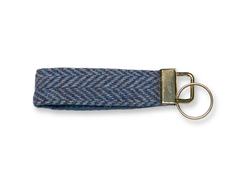 Harris Tweed Blue Herringbone Luxury Key Ring