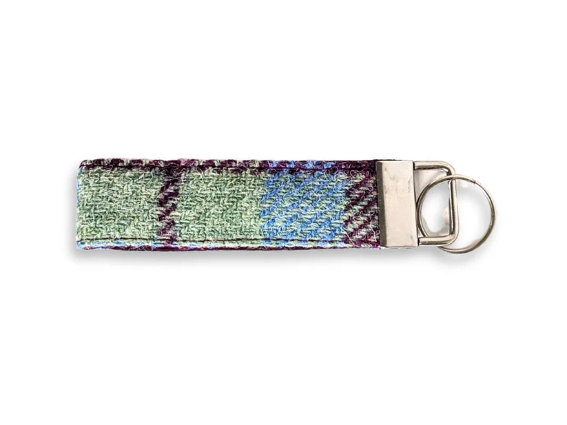 Harris Tweed Burgundy & Blue Check Key Ring