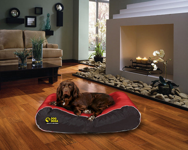 Doza Waterproof Active Box Border Dog Bed Red