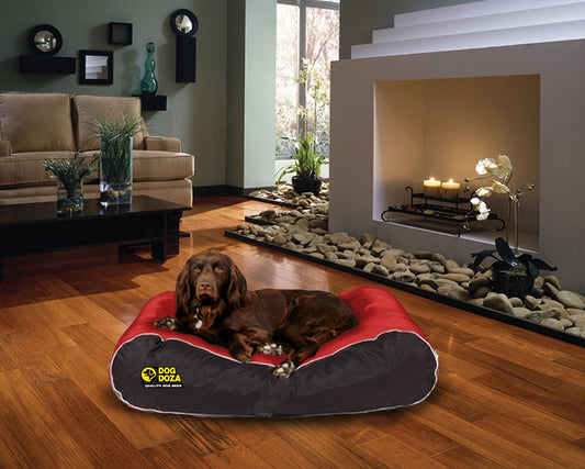 Doza Waterproof Active Box Border Dog Bed Red