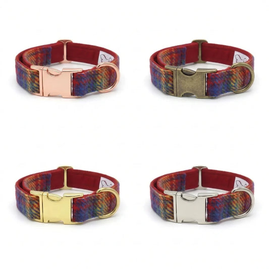 Harris tweed heritage rainbow check clasp collar options