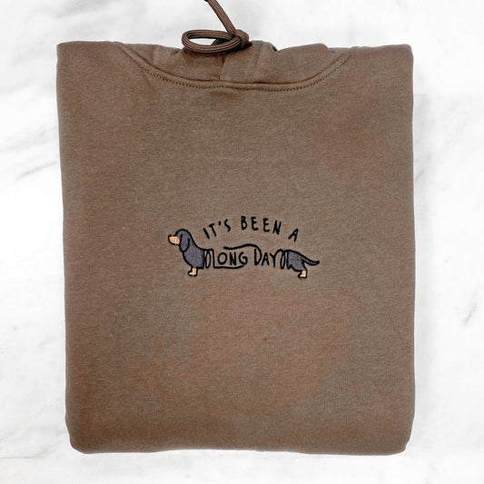 It’s Been a Long Day Dachshund Hoodie | Embroidered Hoodie - Mocha