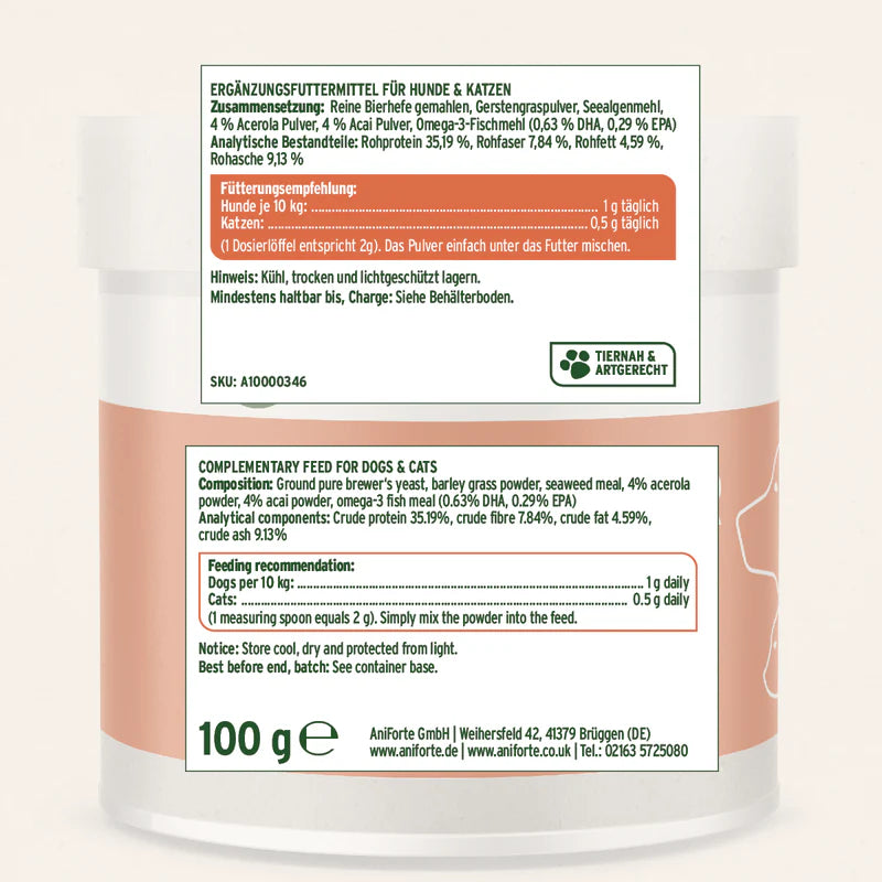 Natural Vitamin and Mineral Multi VETAL Supplement Nutritional Information