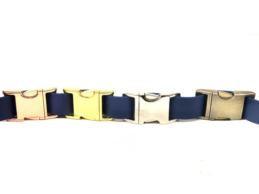 Navy Blue Dog Collar, metal clasp colour options. Free personalisation