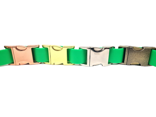 Neon green Dog Collar, metal clasp colour options