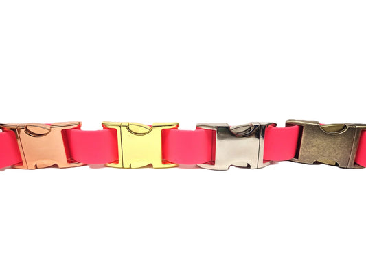 Neon Pink Collar metal clasp options