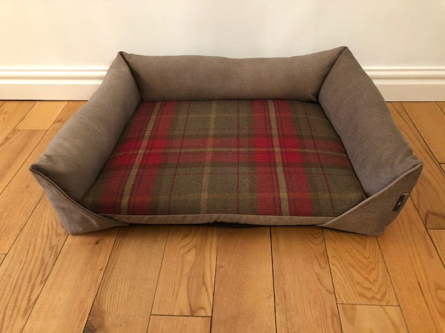 Dog Sofa Bed Checked Velour