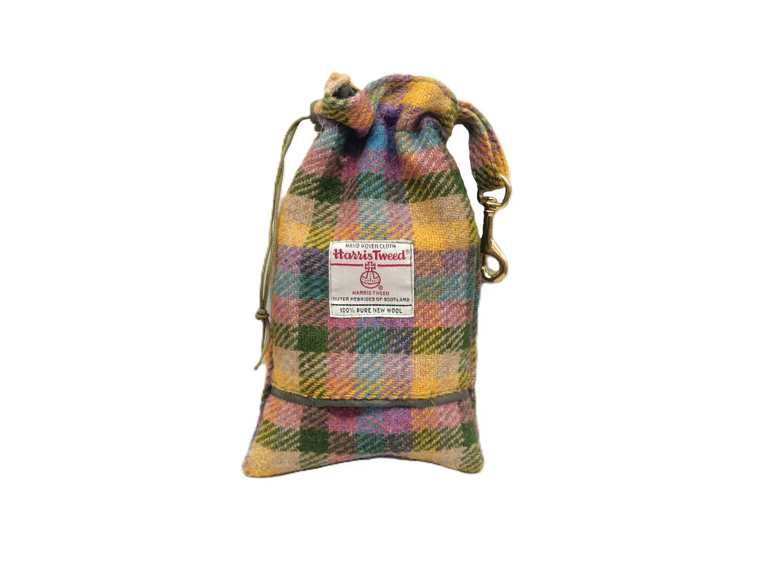 Spring Garden Check Luxury Harris Tweed dog Treat Bag