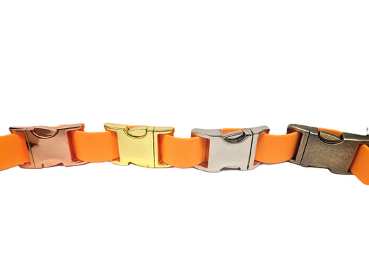 Dog Collar metal clasp colour options, Rose Gold, Antique, Brass and Stainless Steel