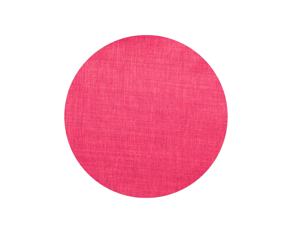 A circular fabric swatch in a vibrant pink color with a visible woven texture, centered on a plain white background.