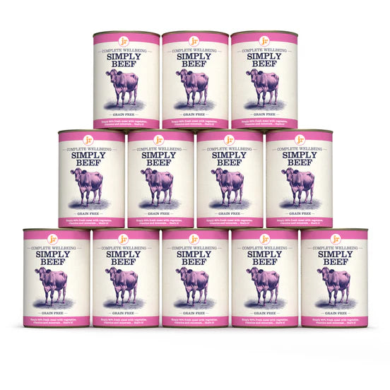 JR Pure complete Wellbeing wet dog food simply beef 400g 3 12 can Pack