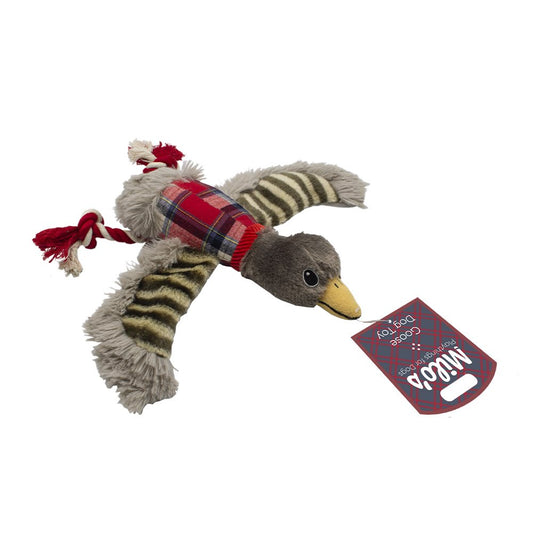Milos Red Check Goose Plush Dog Toy | Soft Fetch Toy