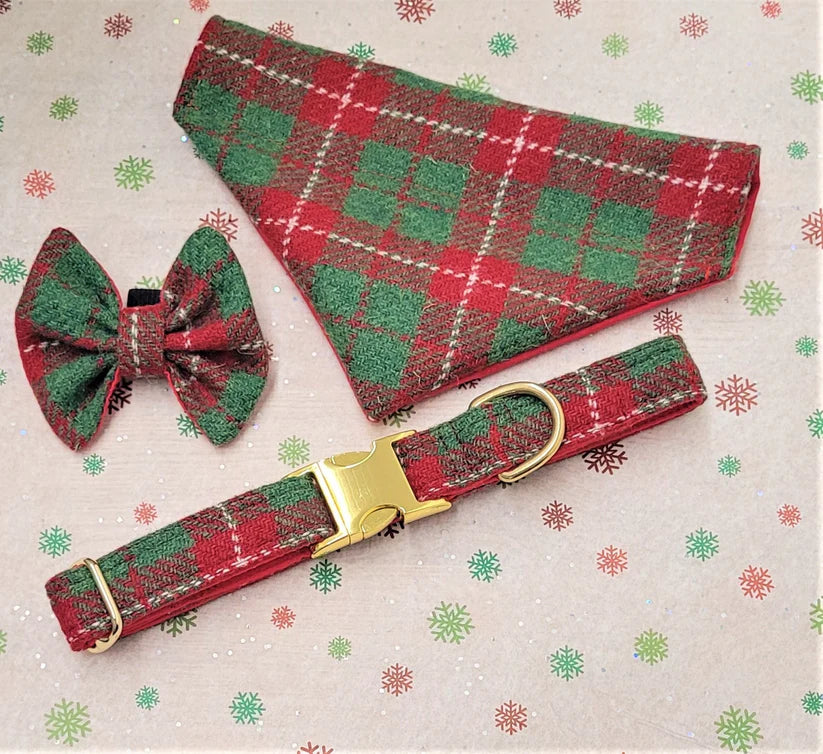 Harris Tweed Christmas Check Dog Collar Accessories