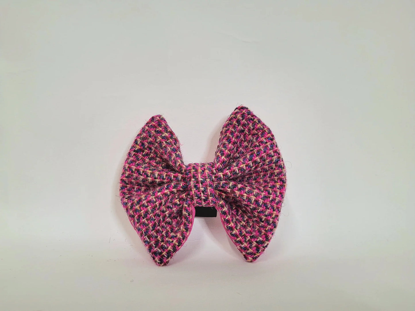 Harris Tweed Pink Paradise Dog Collar Bow