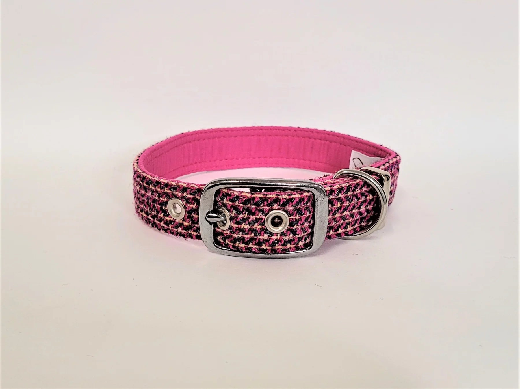 Harris Tweed Pink Paradise Buckle Dog Collar