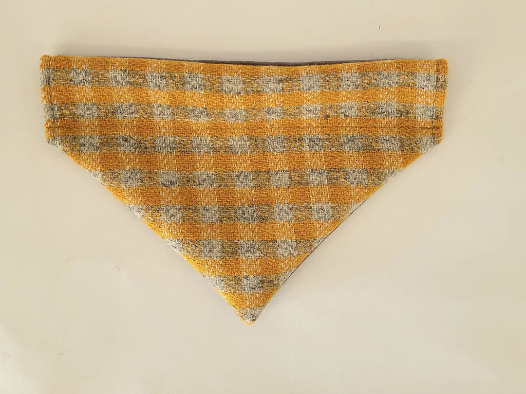 Harris Tweed Sunflower Check Dog Collar Bandana