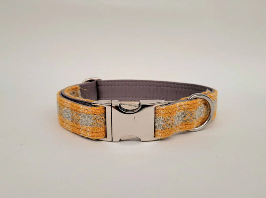 Harris Tweed Sunflower Check Clasp Dog Collar