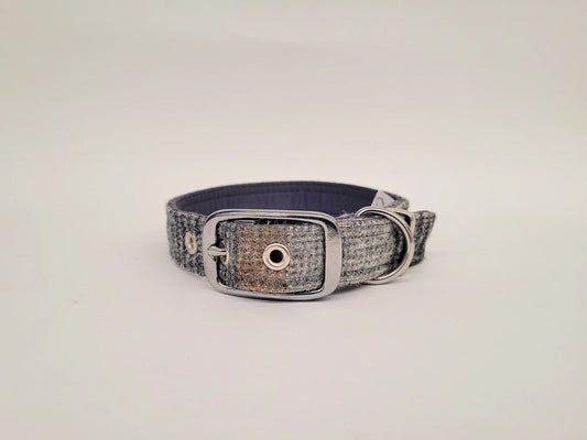 Abraham Moon Malham Taupe Check Buckle Dog Collar