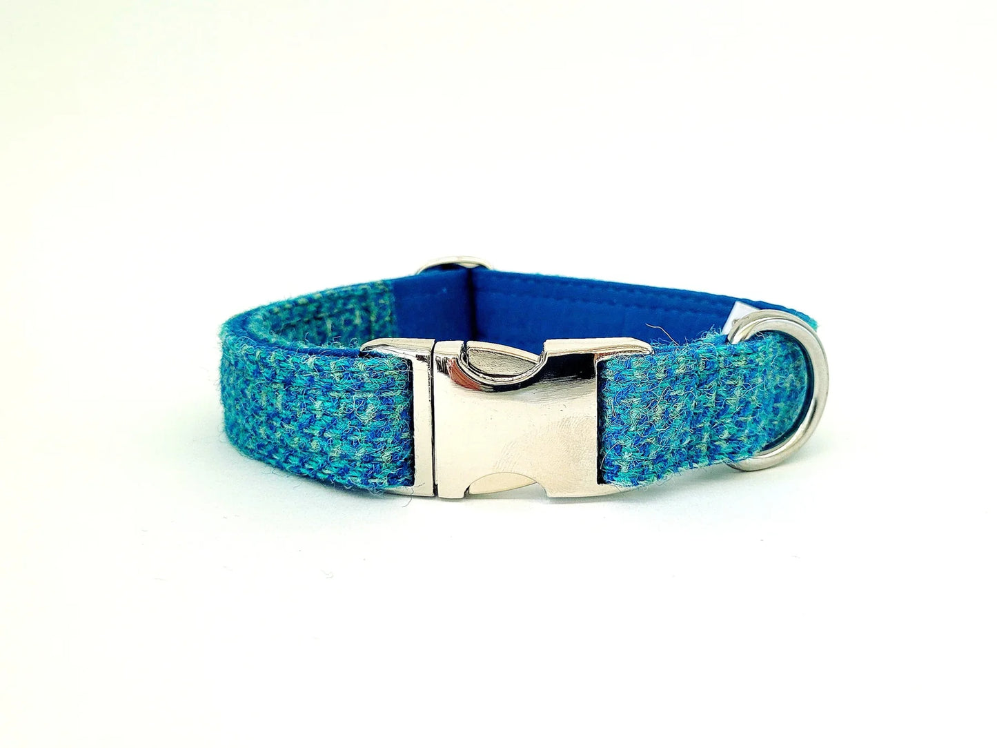 Harris Tweed Turquoise Fleck Dog Collar