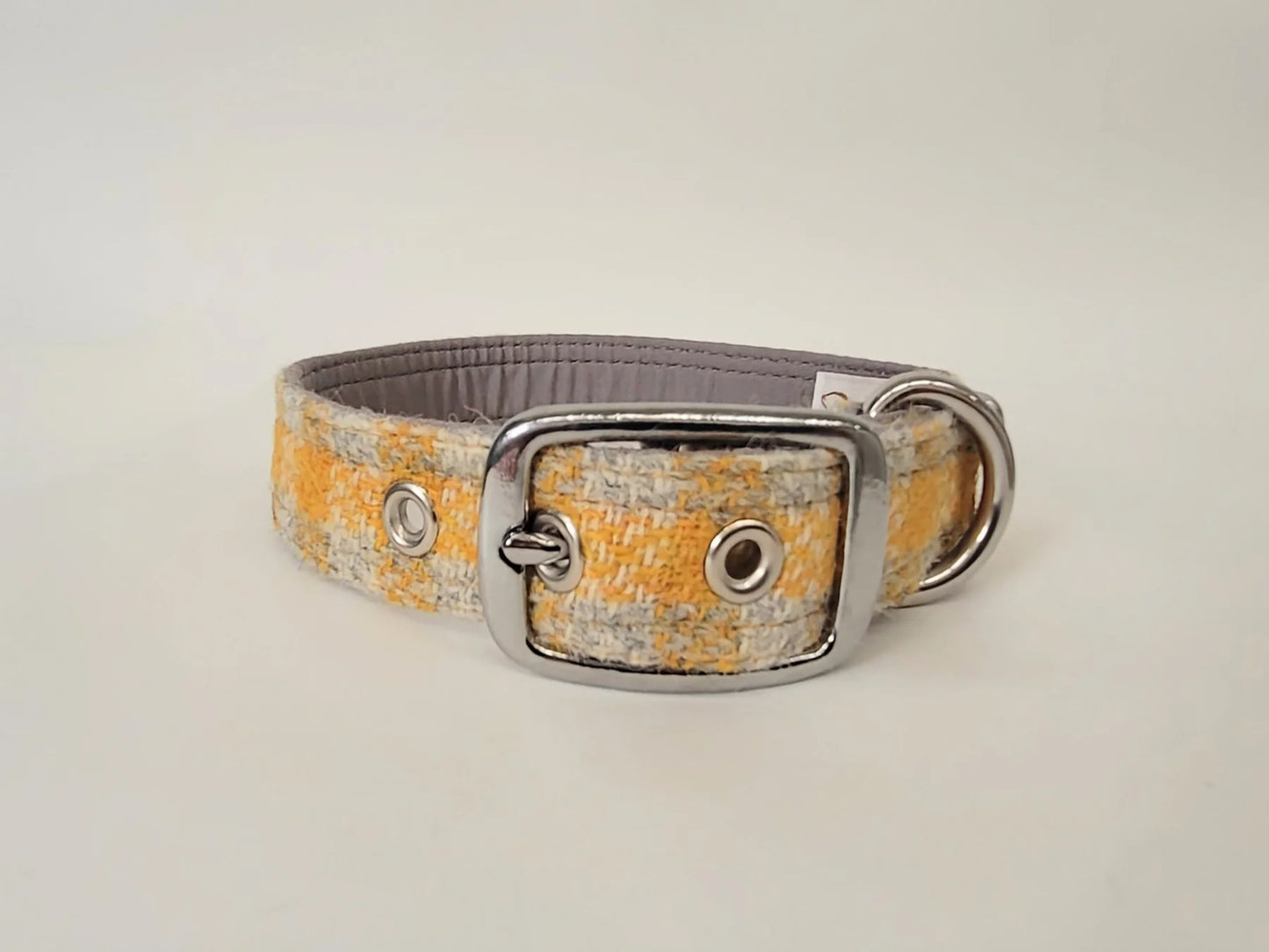 Harris Tweed Sunflower Check Buckle Dog Collar