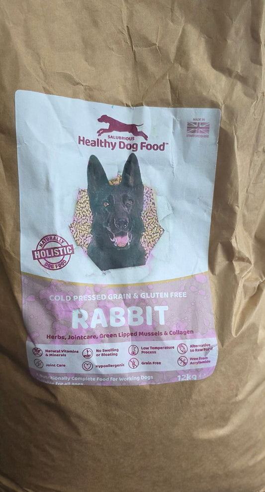 Salubrious Rabbit with Green Lipped Mussels & Collagen – Cold Pressed Working Dog Food 3kg & 12KG