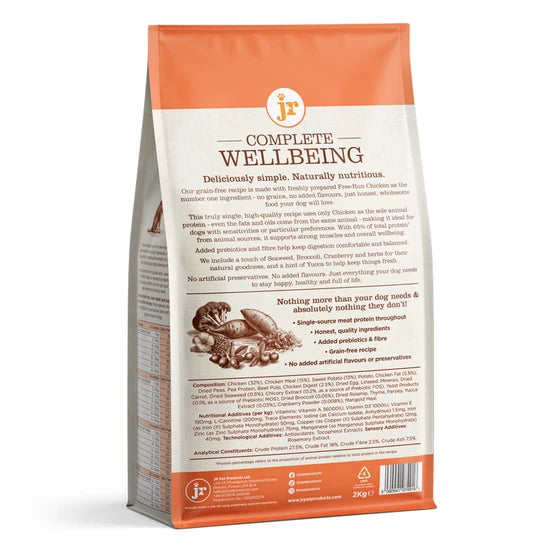 JR Complete Wellbeing Free-Run Chicken Dog Food.