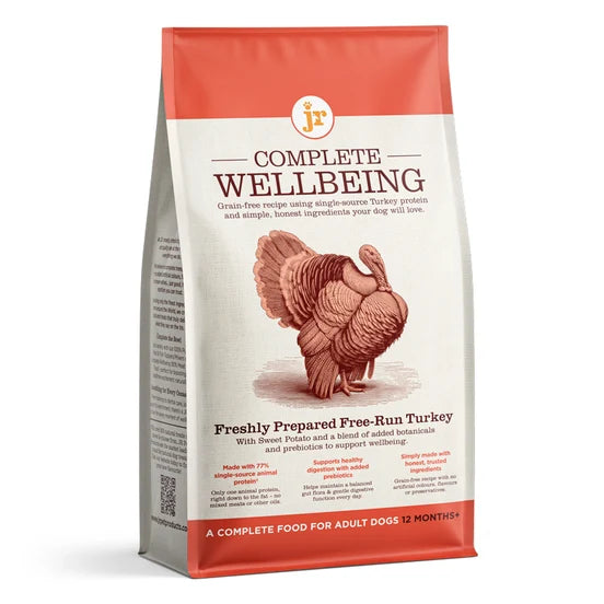 JR Complete Wellbeing Free-Run Turkey Grain Free Dog Food | Hypoallergenic Adult Dog Food 6kg