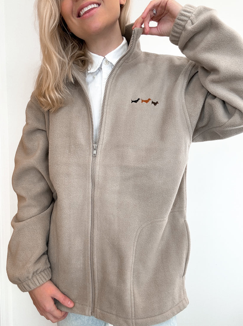 Embroidered Dachshund Fleece | Full Zip Dog Walking Fleece