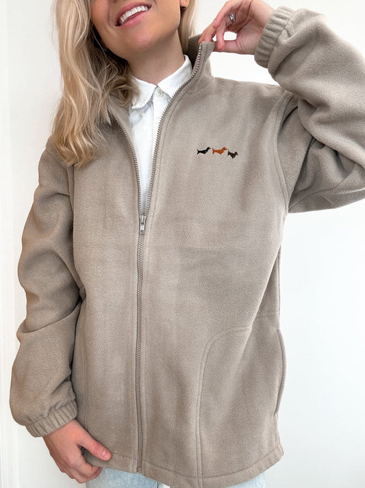 Embroidered Dachshund Fleece | Full Zip Dog Walking Fleece