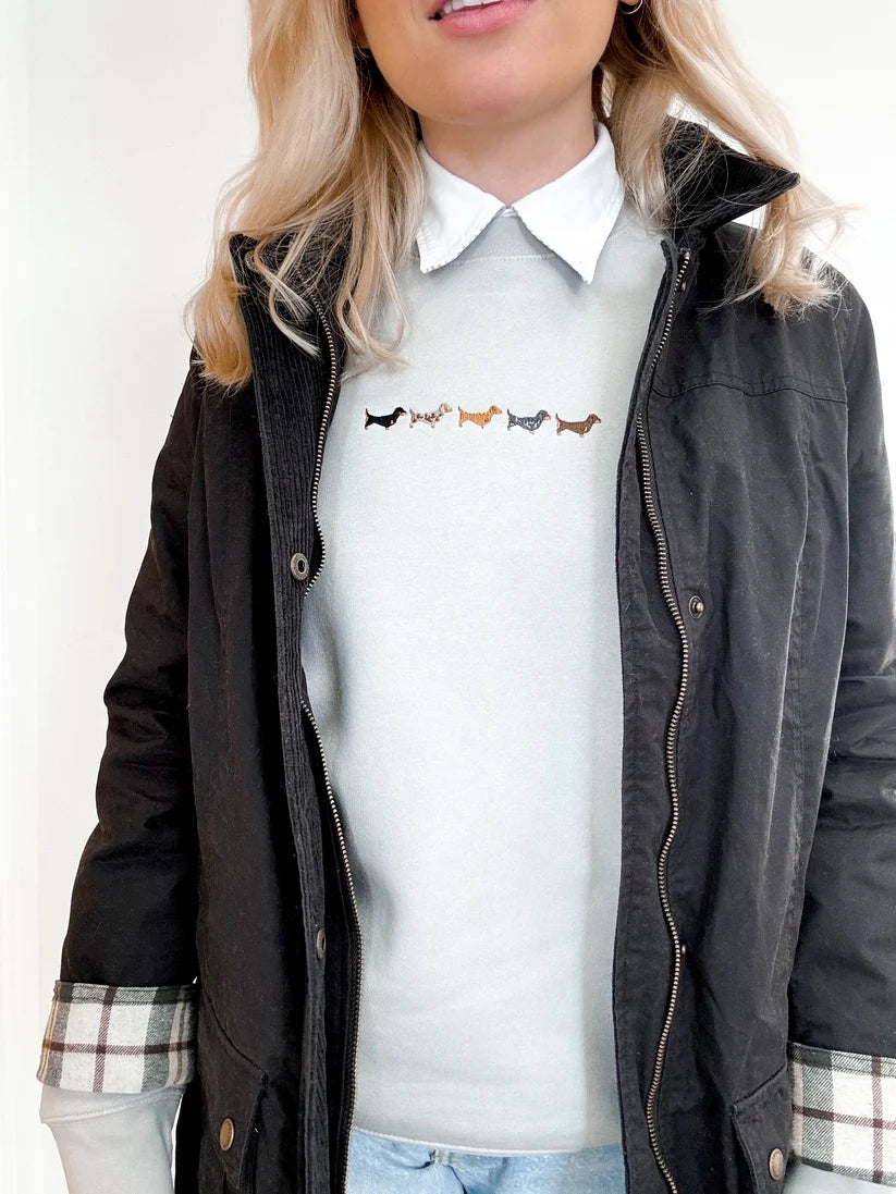 Dachshund Embroidered Sweatshirt – Grey by Adorable Pooch