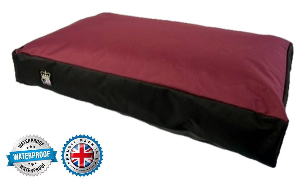 Waterproof Box Border dog Bed Burgandy