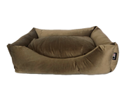 Velour Dog Sofa settee bed brown check