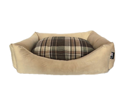 Velour Dog Sofa settee bed gold beige check