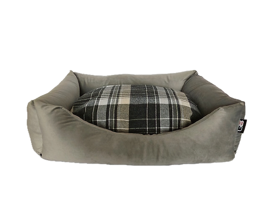 Velour Dog Sofa settee bed Grey check