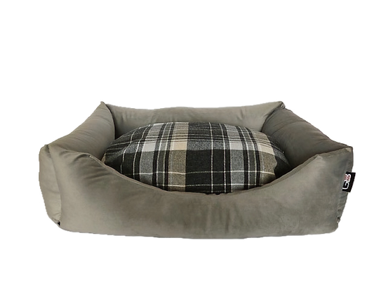 Velour Dog Sofa settee bed Grey check