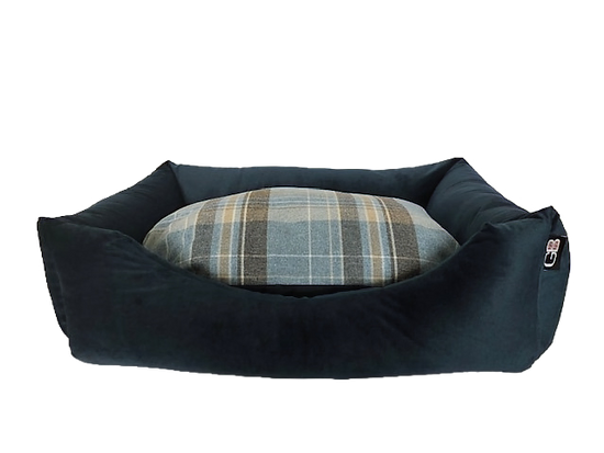 Velour Dog Sofa settee bed Navy check