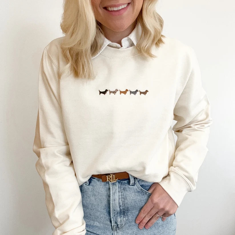 Dachshund Embroidered Sweatshirt | Vanilla by Adorable Pooch