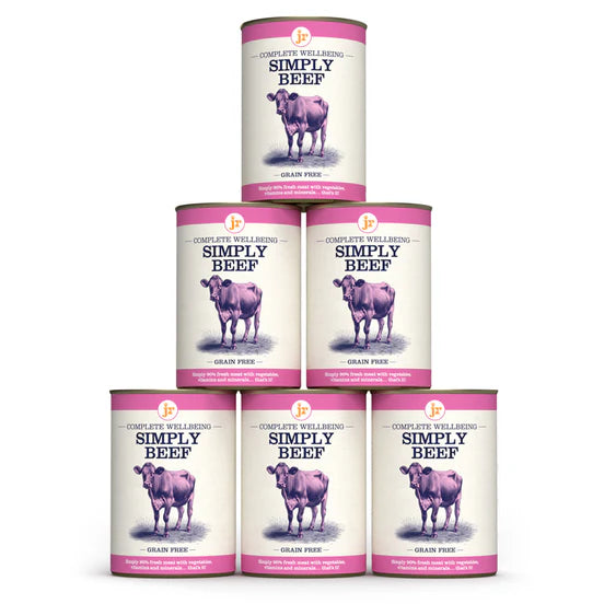 JR Pure complete Wellbeing wet dog food simply beef 400g 6 can Pack
